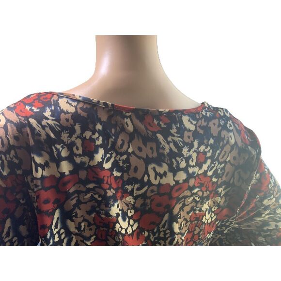 Notations Floral Long Sleeve Scoop Neck Side Drape Tunic Blouse Size Large - Picture 8 of 16